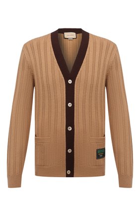 Мужской шерстяной кардиган GUCCI бежевого цвета по цене 97200 руб., арт. 646809/XKBQT | Фото 1 Мужской шерстяной кардиган GUCCI бежевого цвета, арт. 646809/XKBQT | Фото 1