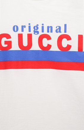 Детский хлопковая футболка GUCCI белого цвета по цене 12600 руб., арт. 548034/XJC7M | Фото 3 Детский хлопковая футболка GUCCI белого цвета, арт. 548034/XJC7M | Фото 3