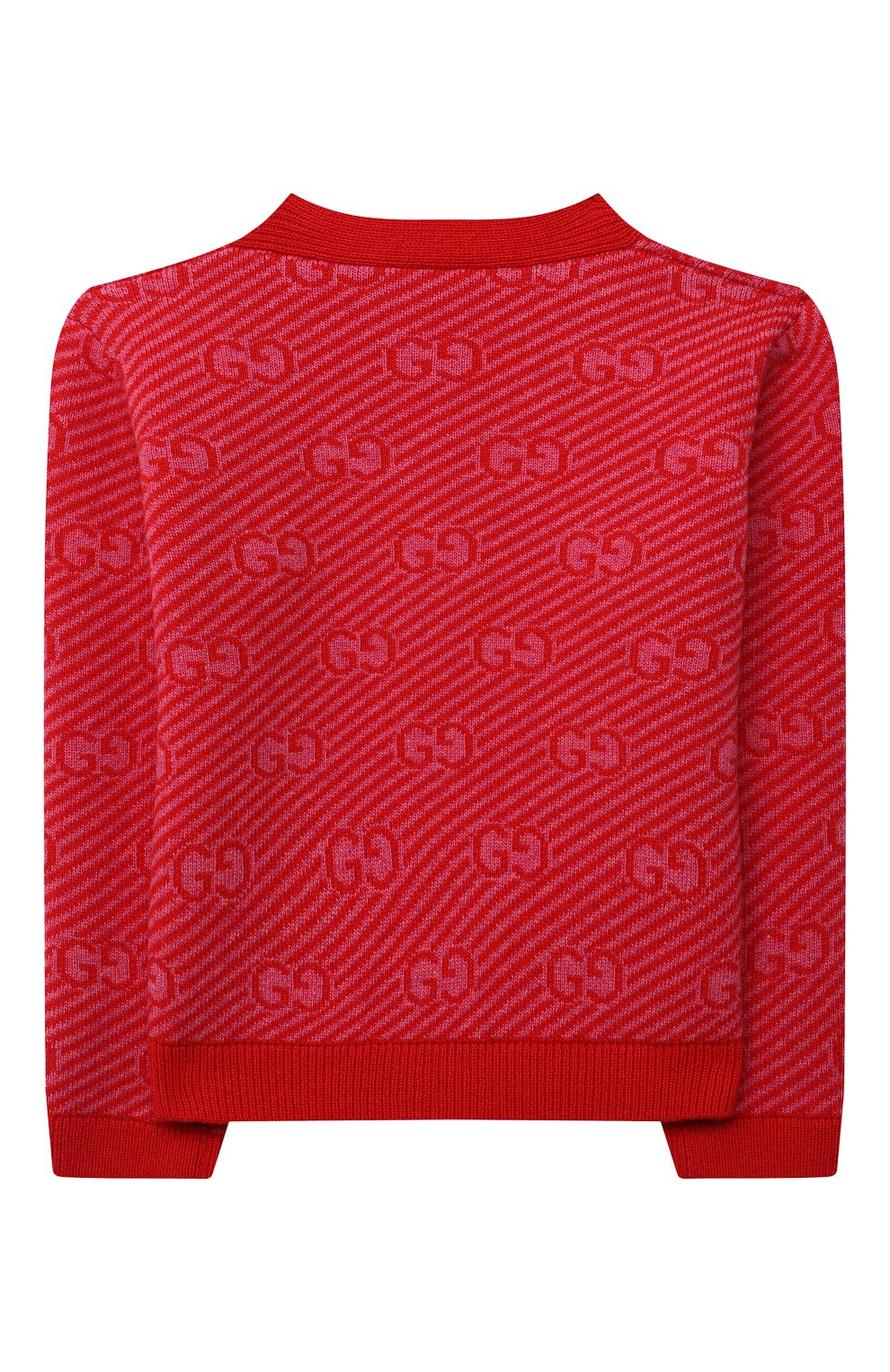 Детский шерстяной кардиган GUCCI красного цвета по цене 34700 руб., арт. 638327/XKBNH | Фото 2 Детский шерстяной кардиган GUCCI красного цвета, арт. 638327/XKBNH | Фото 2