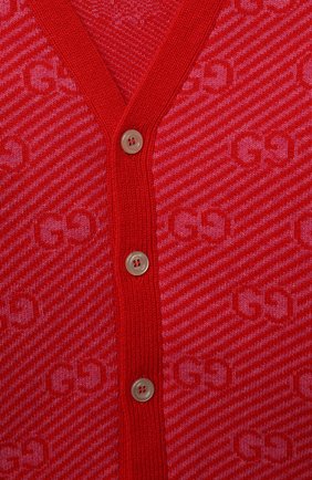 Детский шерстяной кардиган GUCCI красного цвета по цене 34700 руб., арт. 638327/XKBNH | Фото 3 Детский шерстяной кардиган GUCCI красного цвета, арт. 638327/XKBNH | Фото 3