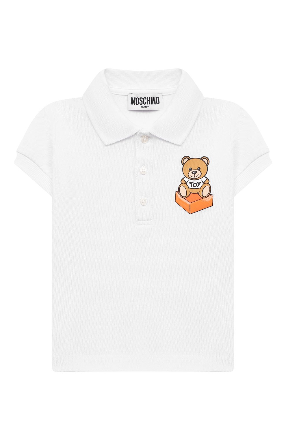 Детский хлопковое поло MOSCHINO белого цвета, арт. MQM01P/LFA01 | Фото 1