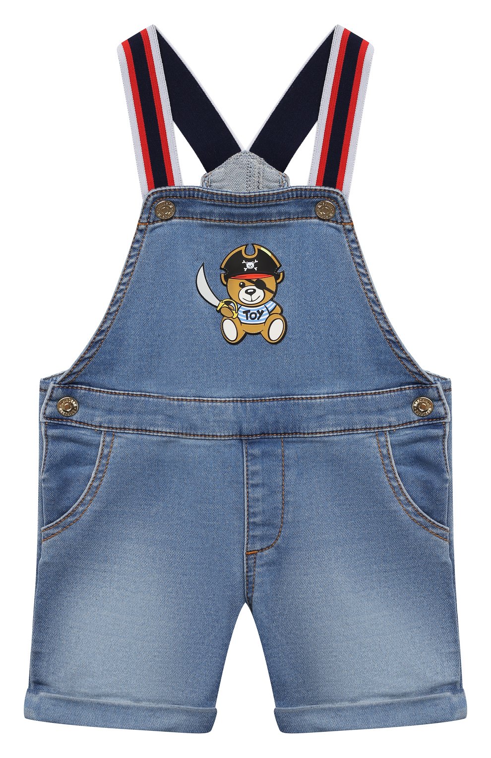 Детский джинсовый комбинезон MOSCHINO синего цвета, арт. MUQ00D/LDE03 | Фото 1