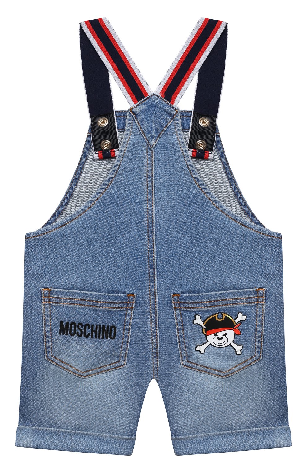 Детский джинсовый комбинезон MOSCHINO синего цвета по цене 14650 руб., арт. MUQ00D/LDE03 | Фото 2 Детский джинсовый комбинезон MOSCHINO синего цвета, арт. MUQ00D/LDE03 | Фото 2
