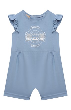 Детский хлопковый комбинезон GUCCI голубого цвета по цене 17400 руб., арт. 642705/XJC70 | Фото 1 Детский хлопковый комбинезон GUCCI голубого цвета, арт. 642705/XJC70 | Фото 1