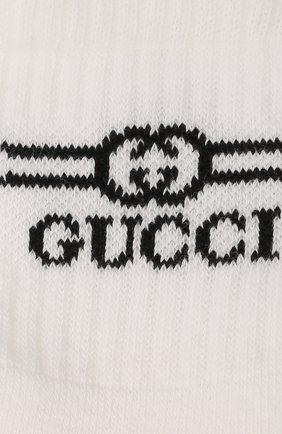 Детские хлопковые носки GUCCI белого цвета по цене 5900 руб., арт. 627667/3K659 | Фото 2 Детские хлопковые носки GUCCI белого цвета, арт. 627667/3K659 | Фото 2
