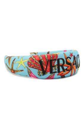 Женский ободок для волос VERSACE голубого цвета по цене 16950 руб., арт. ICER001/1F01255 | Фото 2 Женский ободок для волос VERSACE голубого цвета, арт. ICER001/1F01255 | Фото 2