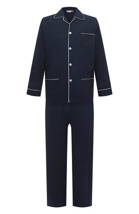 Мужская хлопковая пижама DEREK ROSE темно-синего цвета, арт. 5005-BALM003 | Фото 1 (Длина (для топов): Стандартные; Длина (брюки, джинсы): Стандартные; Материал внешний: Хлопок; Рукава: Длинные; Кросс-КТ: домашняя одежда)