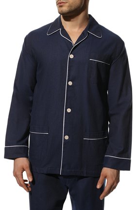 Мужская хлопковая пижама DEREK ROSE темно-синего цвета, арт. 5005-BALM003 | Фото 3 (Рукава: Длинные; Длина (брюки, джинсы): Стандартные; Кросс-КТ: домашняя одежда; Длина (для топов): Стандартные; Материал внешний: Хлопок)