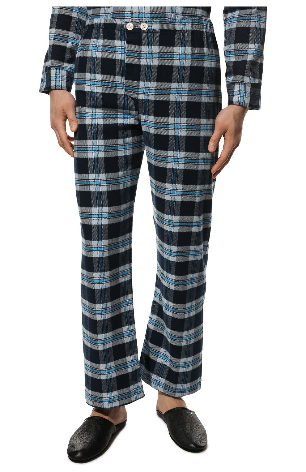 Мужская хлопковая пижама DEREK ROSE синего цвета, арт. 5000-KELB014 | Фото 5 (Рукава: Длинные; Длина (брюки, джинсы): Стандартные; Кросс-КТ: домашняя одежда; Длина (для топов): Стандартные; Материал внешний: Хлопок)