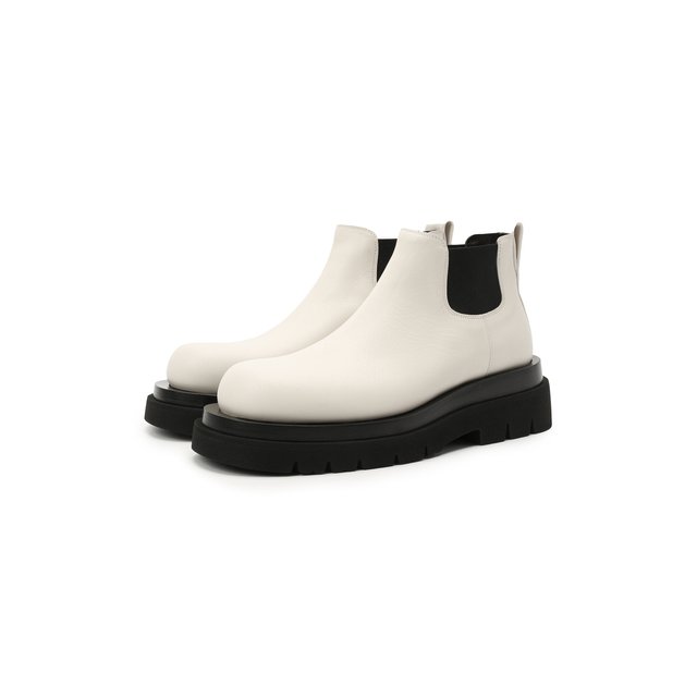 Кожаные ботинки BV Lug Bottega Veneta белого цвета