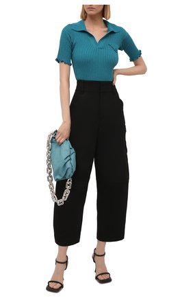 Женский шерстяной топ BOTTEGA VENETA бирюзового цвета по цене 89950 руб., арт. 656279/V0QZ0 | Фото 2 Женский шерстяной топ BOTTEGA VENETA бирюзового цвета, арт. 656279/V0QZ0 | Фото 2