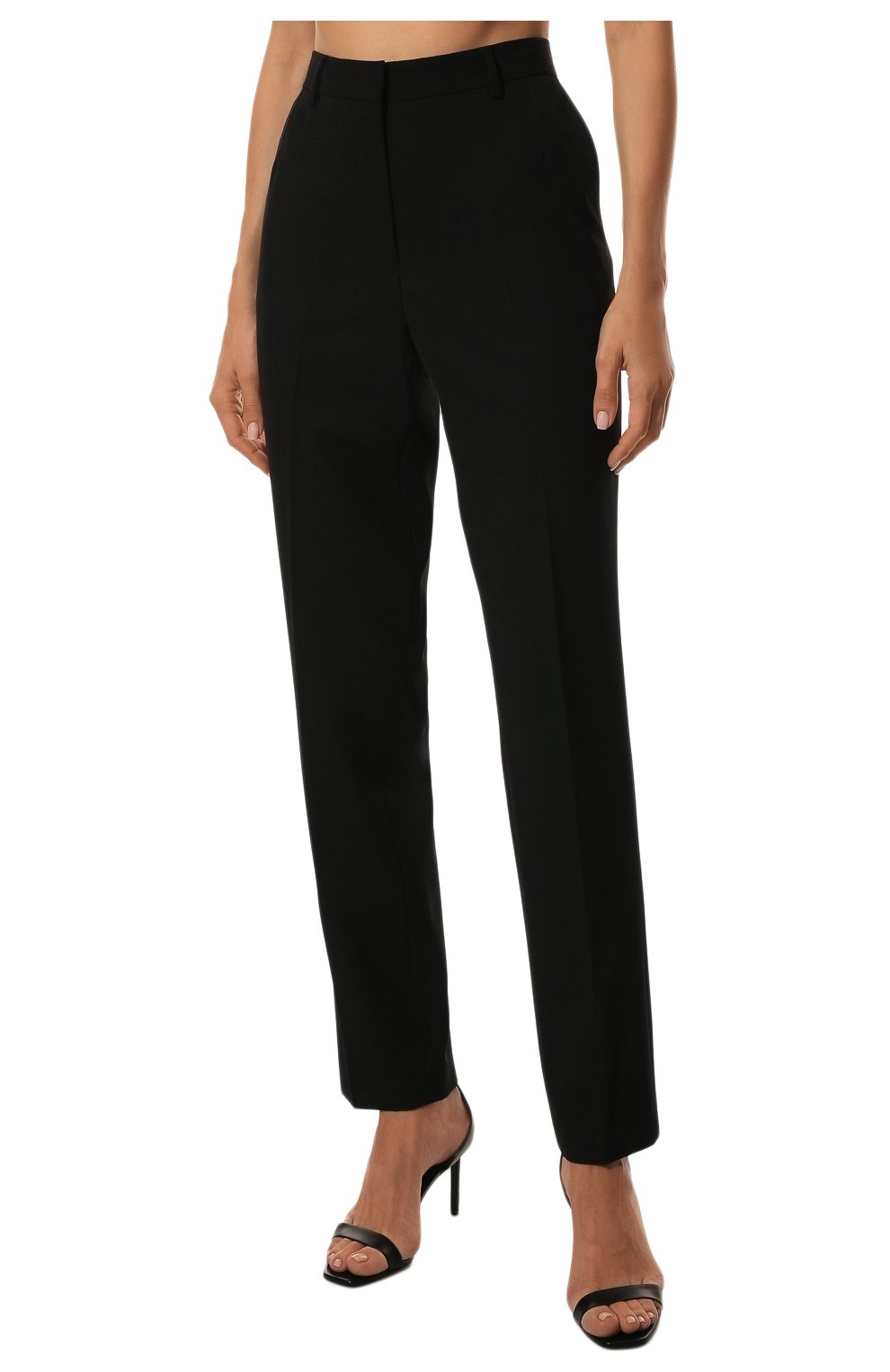 Женские брюки DRIES VAN NOTEN черного цвета, арт. 211-10933-2031 | Фото 3 (Материал внешний: Шерсть, Синтетический материал; Длина (брюки, джинсы): Стандартные; Женское Кросс-КТ: Брюки-одежда; Региональные ограничения белый список (Axapta Mercury): RU; Стили: Классический; Силуэт Ж (брюки и джинсы): Узкие)