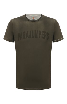 Мужская хлопковая футболка PARAJUMPERS хаки цвета по цене 10500 руб., арт. TS21/PARAJUMPERS TEE CRK | Фото 1 Мужская хлопковая футболка PARAJUMPERS хаки цвета, арт. TS21/PARAJUMPERS TEE CRK | Фото 1