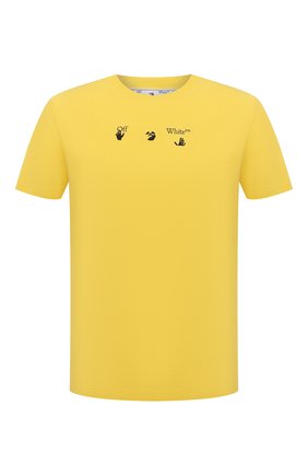 Мужская хлопковая футболка OFF-WHITE желтого цвета, арт. 0MAA027S21JER012 | Фото 1 (Рукава: Короткие; Материал внешний: Хлопок; Длина (для топов): Стандартные; Принт: С принтом; Стили: Гранж)