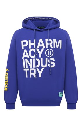 Мужской хлопковое худи PHARMACY INDUSTRY синего цвета по цене 16350 руб., арт. PHM226 | Фото 1 Мужской хлопковое худи PHARMACY INDUSTRY синего цвета, арт. PHM226 | Фото 1