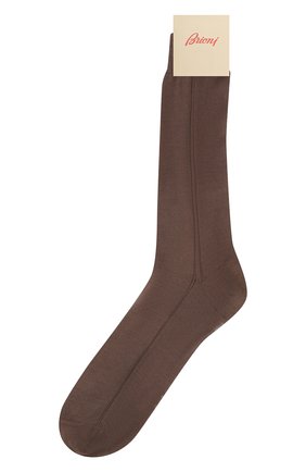 Мужские шелковые носки BRIONI коричневого цвета, арт. 0VMC/P3Z21 | Фото 1 (Материал внешний: Шелк; Кросс-КТ: бельё)