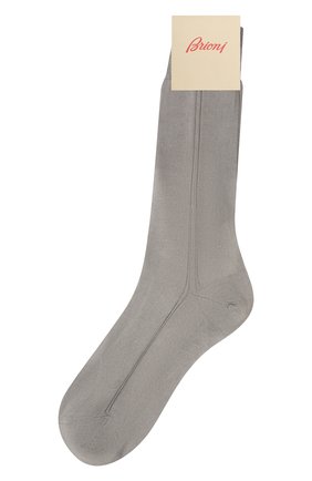Мужские шелковые носки BRIONI серого цвета, арт. 0VMC/P3Z21 | Фото 1 (Материал внешний: Шелк; Кросс-КТ: бельё)