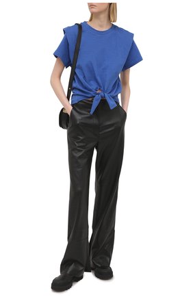 Женская хлопковая футболка ISABEL MARANT синего цвета по цене 25400 руб., арт. TS0780-21P027I/ZELIT0 | Фото 2 Женская хлопковая футболка ISABEL MARANT синего цвета, арт. TS0780-21P027I/ZELIT0 | Фото 2