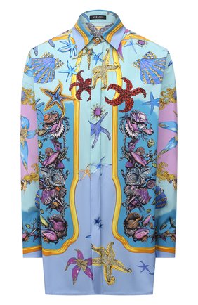 Женская хлопковая рубашка VERSACE голубого цвета по цене 99500 руб., арт. A88869/1F00963 | Фото 1 Женская хлопковая рубашка VERSACE голубого цвета, арт. A88869/1F00963 | Фото 1