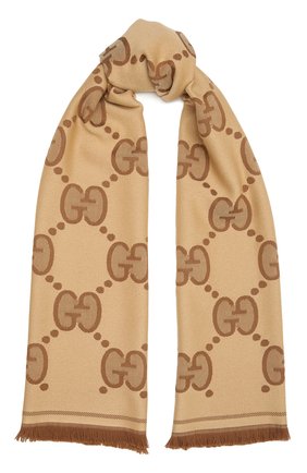 Женский шерстяной шарф GUCCI коричневого цвета по цене 33600 руб., арт. 581537/3G200 | Фото 1 Женский шерстяной шарф GUCCI коричневого цвета, арт. 581537/3G200 | Фото 1