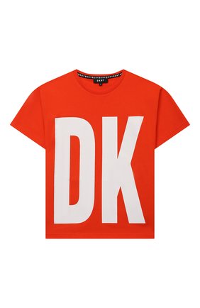 Детская хлопковая футболка DKNY оранжевого цвета по цене 6400 руб., арт. D25D29 | Фото 1 Детская хлопковая футболка DKNY оранжевого цвета, арт. D25D29 | Фото 1
