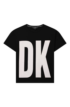 Детская хлопковая футболка DKNY черного цвета по цене 6400 руб., арт. D25D29 | Фото 1 Детская хлопковая футболка DKNY черного цвета, арт. D25D29 | Фото 1