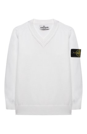 Детский хлопковый пуловер STONE ISLAND белого цвета по цене 9950 руб., арт. 7416501A4/4 | Фото 1 Детский хлопковый пуловер STONE ISLAND белого цвета, арт. 7416501A4/4 | Фото 1