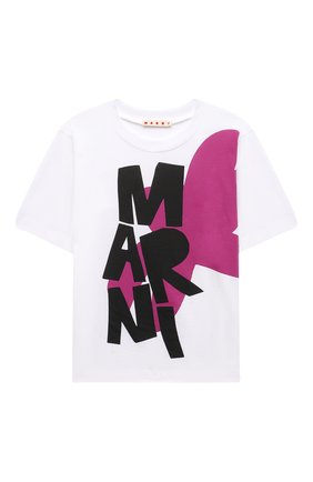Детская хлопковая футболка MARNI белого цвета по цене 7220 руб., арт. M00007-M00H7 | Фото 1 Детская хлопковая футболка MARNI белого цвета, арт. M00007-M00H7 | Фото 1