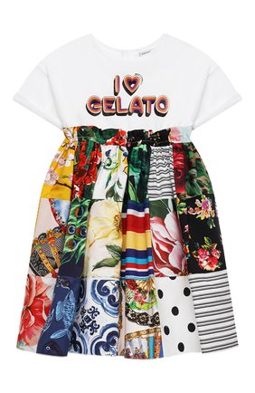 Детское хлопковое платье DOLCE & GABBANA разноцветного цвета, арт. L5JD2L/G7YPG/2-6 | Фото 1 (Материал внешний: Хлопок; Случай: Повседневный; Рукава: Короткие; Материал подклада: Хлопок; Девочки Кросс-КТ: Платье-одежда; Региональные ограничения белый список (Axapta Mercury): RU; Ростовка одежда: 2 года | 92 см, 3 года | 98 см, 4 года | 104 см, 5 лет | 110 см, 6 лет | 116 см)