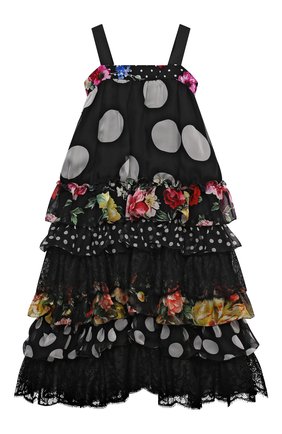 Детское шелковое платье DOLCE & GABBANA разноцветного цвета по цене 152500 руб., арт. L52DT5/G7YRA/8-14 | Фото 1 Детское шелковое платье DOLCE & GABBANA разноцветного цвета, арт. L52DT5/G7YRA/8-14 | Фото 1 (Материал внешний: Шелк; Материал подклада: Шелк; Случай: Повседневный; Девочки Кросс-КТ: Платье-одежда; Рукава: Короткие; Ростовка одежда: 10 - 11 лет | 140 - 146см, 12 лет | 152 см, 8 лет | 128 см)