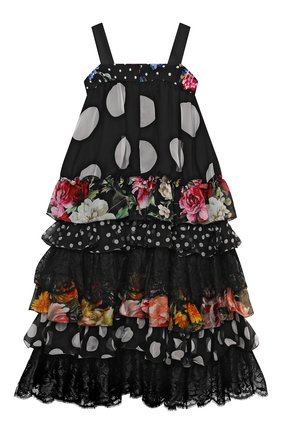 Детское шелковое платье DOLCE & GABBANA разноцветного цвета по цене 152500 руб., арт. L52DT5/G7YRA/8-14 | Фото 2 Детское шелковое платье DOLCE & GABBANA разноцветного цвета, арт. L52DT5/G7YRA/8-14 | Фото 2 (Материал внешний: Шелк; Материал подклада: Шелк; Случай: Повседневный; Девочки Кросс-КТ: Платье-одежда; Рукава: Короткие; Ростовка одежда: 10 - 11 лет | 140 - 146см, 12 лет | 152 см, 8 лет | 128 см)