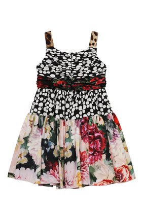 Детское шелковое платье DOLCE & GABBANA разноцветного цвета по цене 77900 руб., арт. L52DT2/G7YQW/8-14 | Фото 2 Детское шелковое платье DOLCE & GABBANA разноцветного цвета, арт. L52DT2/G7YQW/8-14 | Фото 2 (Материал внешний: Шелк; Материал подклада: Шелк; Случай: Повседневный; Девочки Кросс-КТ: Платье-одежда; Рукава: Короткие; Ростовка одежда: 10 - 11 лет | 140 - 146см, 12 лет | 152 см, 8 лет | 128 см)