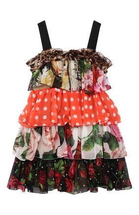 Детское шелковое платье DOLCE & GABBANA разноцветного цвета по цене 69950 руб., арт. L52DT1/G7YQS/2-6 | Фото 1 Детское шелковое платье DOLCE & GABBANA разноцветного цвета, арт. L52DT1/G7YQS/2-6 | Фото 1 (Материал подклада: Шелк; Материал внешний: Шелк; Случай: Повседневный; Девочки Кросс-КТ: Платье-одежда; Рукава: Короткие; Ростовка одежда: 2 года | 92 см, 3 года | 98 см, 4 года | 104 см, 5 лет | 110 см, 6 лет | 116 см)