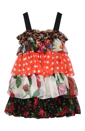 Детское шелковое платье DOLCE & GABBANA разноцветного цвета по цене 69950 руб., арт. L52DT1/G7YQS/2-6 | Фото 2 Детское шелковое платье DOLCE & GABBANA разноцветного цвета, арт. L52DT1/G7YQS/2-6 | Фото 2 (Материал подклада: Шелк; Материал внешний: Шелк; Случай: Повседневный; Девочки Кросс-КТ: Платье-одежда; Рукава: Короткие; Ростовка одежда: 2 года | 92 см, 3 года | 98 см, 4 года | 104 см, 5 лет | 110 см, 6 лет | 116 см)