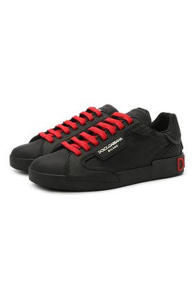 Мужские комбинированные кеды portofino DOLCE & GABBANA черного цвета по цене 52800 руб., арт. CS1865/A0217 | Фото 1 Мужские комбинированные кеды portofino DOLCE & GABBANA черного цвета, арт. CS1865/A0217 | Фото 1