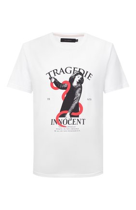 Мужская хлопковая футболка TEE LIBRARY белого цвета по цене 6480 руб., арт. TSK-TS-08 | Фото 1 Мужская хлопковая футболка TEE LIBRARY белого цвета, арт. TSK-TS-08 | Фото 1