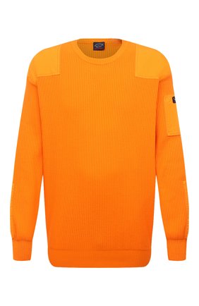 Мужской хлопковый свитер PAUL&SHARK оранжевого цвета, арт. 21411547/C00/3XL-6XL | Фото 1 (Длина (для топов): Удлиненные; Рукава: Длинные; Материал внешний: Хлопок; Мужское Кросс-КТ: Свитер-одежда; Принт: Без принта; Стили: Кэжуэл)