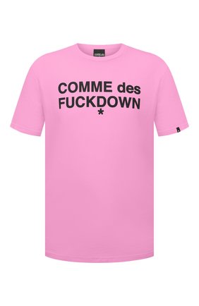 Мужская хлопковая футболка COMME DES FUCKDOWN розового цвета по цене 4925 руб., арт. CDFU1101 | Фото 1 Мужская хлопковая футболка COMME DES FUCKDOWN розового цвета, арт. CDFU1101 | Фото 1