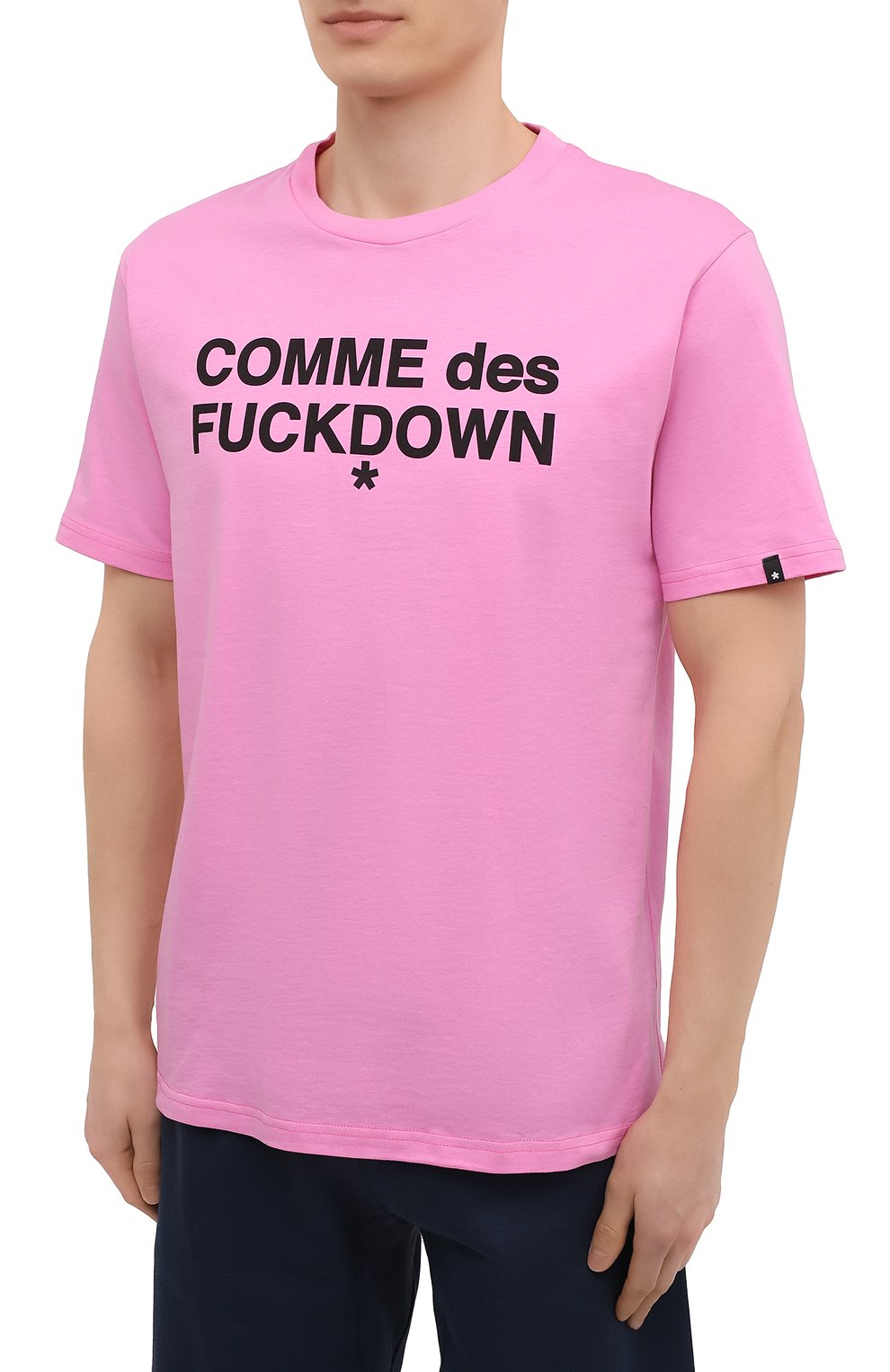 Мужская хлопковая футболка COMME DES FUCKDOWN розового цвета, арт. CDFU1101 | Фото 3 (Рукава: Короткие; Длина (для топов): Стандартные; Стили: Гранж; Принт: С принтом; Материал внешний: Хлопок)