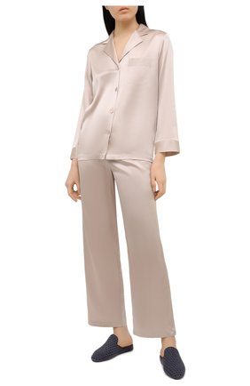Женская шелковая пижама LUNA DI SETA бежевого цвета, арт. VLST08007 | Фото 1 (Рукава: Длинные; Материал внешний: Шелк; Длина (брюки, джинсы): Стандартные; Длина (для топов): Стандартные; Длина Ж (юбки, платья, шорты): Мини)