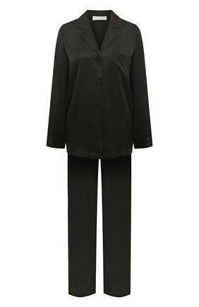 Женская шелковая пижама LUNA DI SETA черного цвета, арт. VLST08007 | Фото 1 (Длина (для топов): Стандартные; Рукава: Длинные; Материал внешний: Шелк; Длина (брюки, джинсы): Стандартные; Длина Ж (юбки, платья, шорты): Мини)