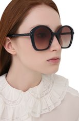 Женские солнцезащитные очки CHLOÉ темно-синего цвета, арт. CH0003S | Фото 2 (Тип очков: С/з; Очки форма: Бабочка)