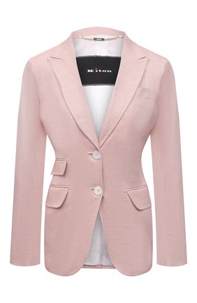 Женский шерстяной жакет KITON светло-розового цвета по цене 286500 руб., арт. D20513K09T26 | Фото 1 Женский шерстяной жакет KITON светло-розового цвета, арт. D20513K09T26 | Фото 1 (Материал подклада: Шелк; Материал внешний: Шерсть; Рукава: Длинные; Длина (для топов): Стандартные; Женское Кросс-КТ: Жакет-одежда; 1-2-бортные: Однобортные; Случай: Повседневный; Стили: Кэжуэл)