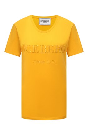 Женская хлопковая футболка ICEBERG желтого цвета по цене 11850 руб., арт. 21E I2P0/F09A/6301 | Фото 1 Женская хлопковая футболка ICEBERG желтого цвета, арт. 21E I2P0/F09A/6301 | Фото 1