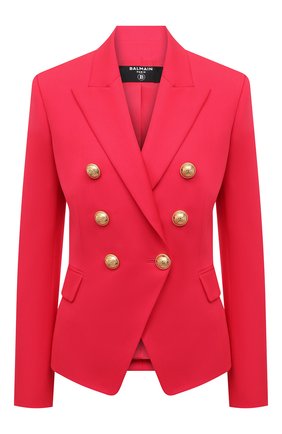 Женский шерстяной жакет BALMAIN фуксия цвета по цене 163500 руб., арт. VF0SG000/167L | Фото 1 Женский шерстяной жакет BALMAIN фуксия цвета, арт. VF0SG000/167L | Фото 1 (Материал внешний: Шерсть; Длина (для топов): Стандартные; Случай: Вечерний; Женское Кросс-КТ: Жакет-одежда; Рукава: Длинные; 1-2-бортные: Однобортные; Материал подклада: Вискоза)