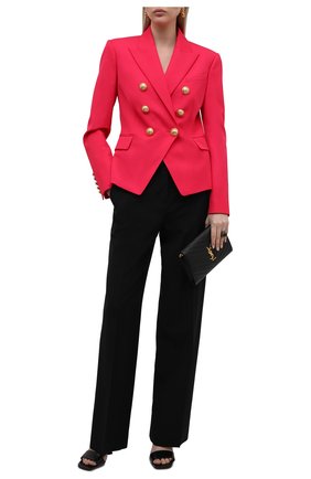 Женский шерстяной жакет BALMAIN фуксия цвета по цене 163500 руб., арт. VF0SG000/167L | Фото 2 Женский шерстяной жакет BALMAIN фуксия цвета, арт. VF0SG000/167L | Фото 2 (Материал внешний: Шерсть; Длина (для топов): Стандартные; Случай: Вечерний; Женское Кросс-КТ: Жакет-одежда; Рукава: Длинные; 1-2-бортные: Однобортные; Материал подклада: Вискоза)