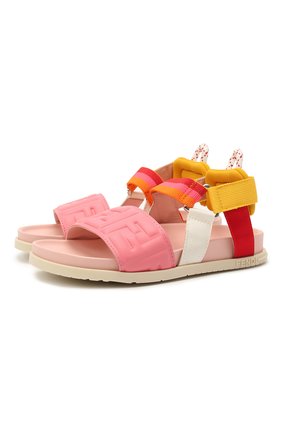 Детские кожаные босоножки FENDI розового цвета по цене 28700 руб., арт. JMR340/AEGS/27-31 | Фото 1 Детские кожаные босоножки FENDI розового цвета, арт. JMR340/AEGS/27-31 | Фото 1 (Материал внутренний: Натуральная кожа)