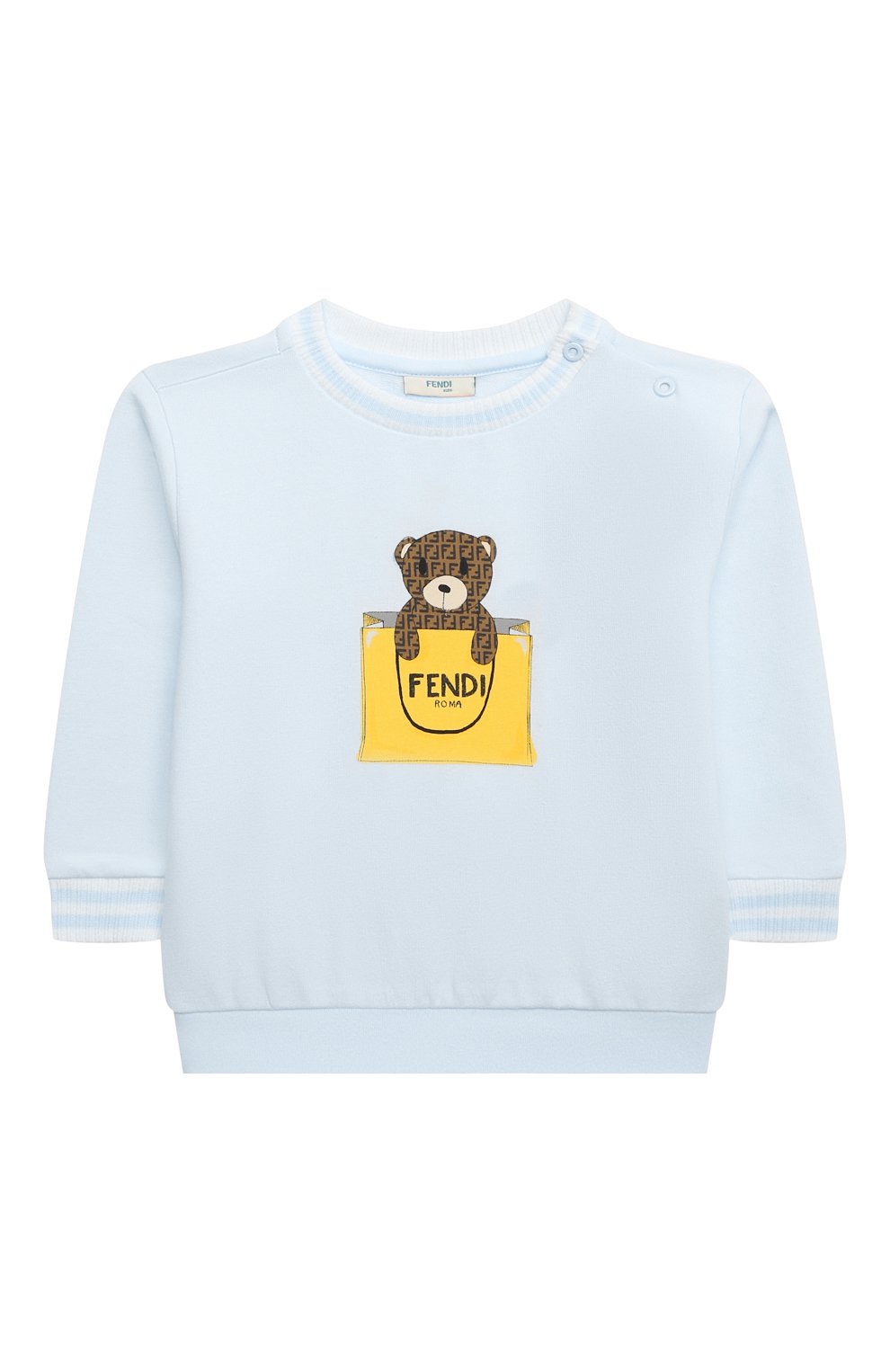 Детский хлопковый свитшот FENDI голубого цвета, арт. BUH026/95N/3M-9M | Фото 1