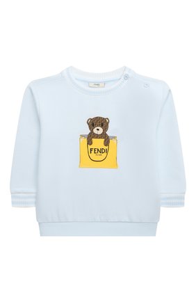 Детский хлопковый свитшот FENDI голубого цвета по цене 12650 руб., арт. BUH026/95N/3M-9M | Фото 1 Детский хлопковый свитшот FENDI голубого цвета, арт. BUH026/95N/3M-9M | Фото 1