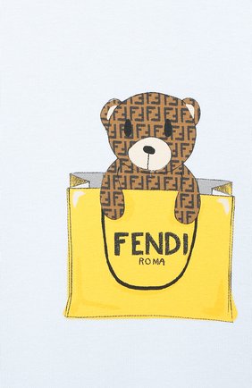 Детский хлопковый свитшот FENDI голубого цвета по цене 12650 руб., арт. BUH026/95N/3M-9M | Фото 3 Детский хлопковый свитшот FENDI голубого цвета, арт. BUH026/95N/3M-9M | Фото 3